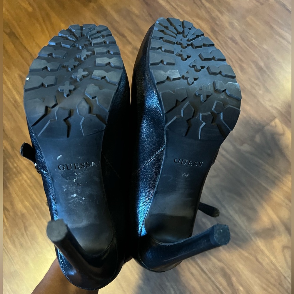 Guess Black Leather Stiletto Booties